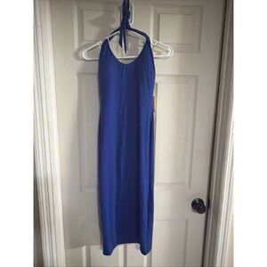 Popilush Built-In Shapewear Halter Midi Dress Women's S Royal Blue Bodycon NWT